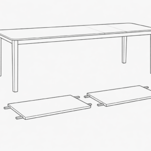 Spisebord m. 2 tillægsplader